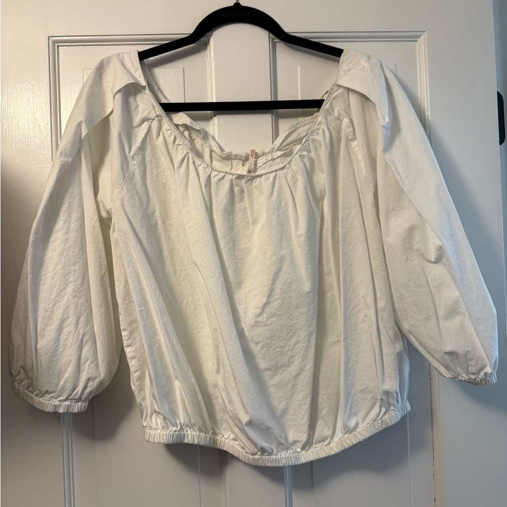 Free People White Off-Shoulder Peasant Blouse - Women Tops